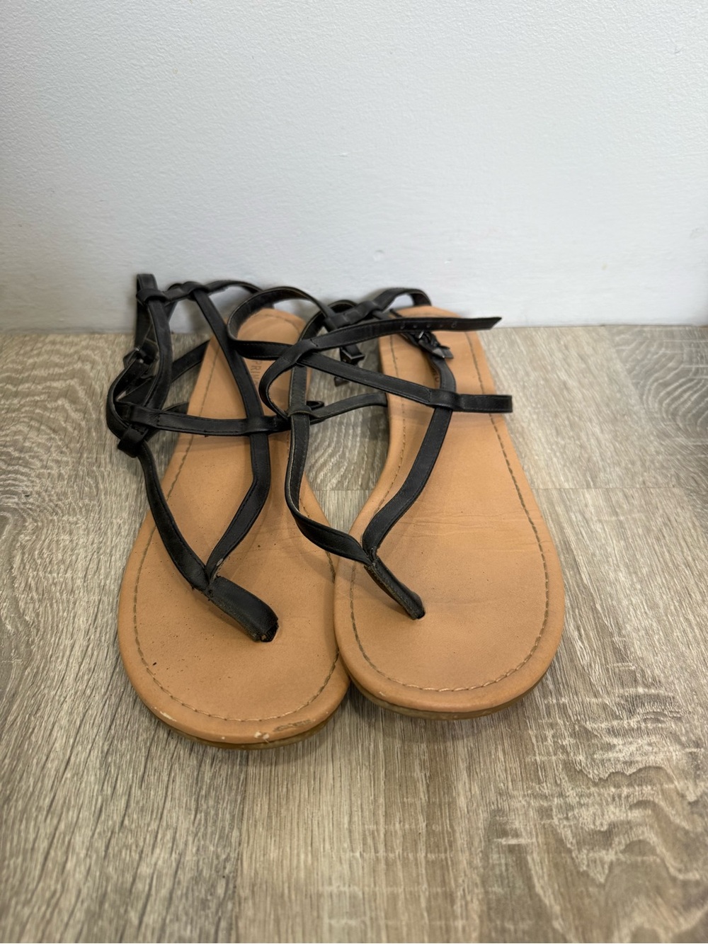 Call It Spring Black Strappy Leather-Look Gladiator Sandals